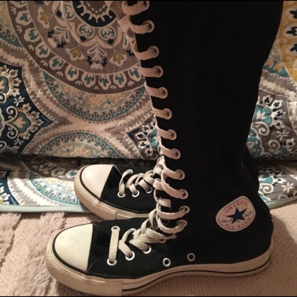 Knee high black converse